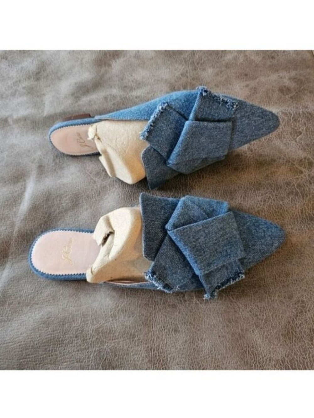 J. Crew Pointed-Toe Slides In Denim Size 8 - Picture 2 of 8
